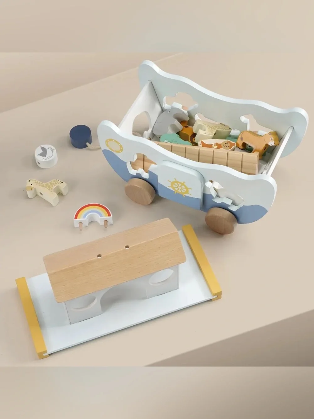 JoyReal Wooden Noah's Ark Toy for Montessori Learning